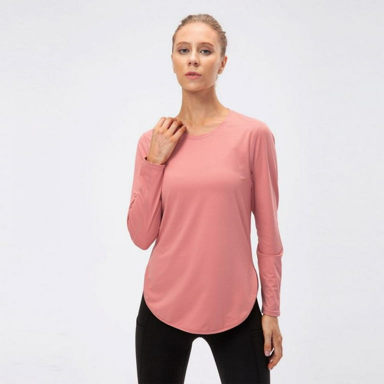 QPNGRP Women's Long Sleeve Shirts UPF 50+ Sun Protection SPF Quick Dry  Lightweight T-Shirt Swim Hiking Runing Fishing Tops Lightpink S