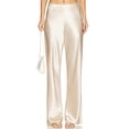 thumbnail image 2 of Women's Wide Leg Wedding Party Satin Casual Dress Nightout Pants Long Trouser, Loose Comfort Fit Straight Leg Design, 2 of 3