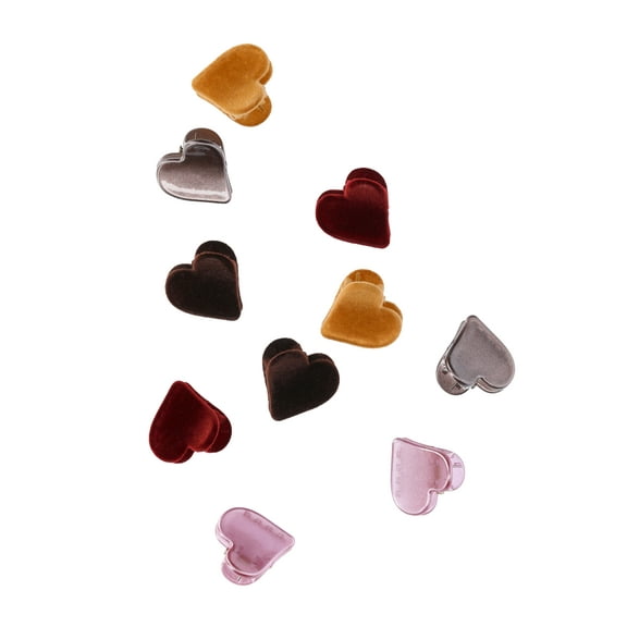 No Boundaries 10 Pack Mini Heart Claw Clip, Blush/Brown