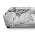 thumbnail image 3 of Whale Soft Flannel Fleece Throw Blanket, Ornamental Style Big Fish with Oriental Effects Underwater, Cozy Plush for Indoor and Outdoor Use, 50" x 60", Pale Grey Charcoal Grey, by Ambesonne, 3 of 6