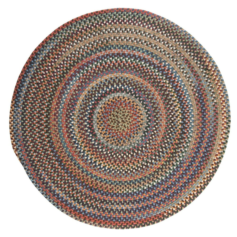 9' Red, Blue, and Yellow Braided Round Area Throw Rug