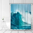 thumbnail image 2 of Aqua Ocean Seawater Shower Curtain Nautical Summer Tropical Surfing Wave Blue White Windy Sea Fabric Bathroom Curtains Decor Set with Hook(36" WX72 H), 2 of 3
