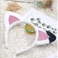 thumbnail image 2 of Diadema Atvscay con orejas de gato brillantes de franela para disfraz de niña, 2 of 6