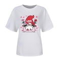 thumbnail image 4 of FUNUONY Chemises à Manches Courtes pour Femmes 2025 Saint-Valentin Couleur Unie Col Rond Manches Courtes Imprimé T-Shirt T-Shirts pour Femmes Chemises pour Femmes Blanc 3TG, 4 of 4