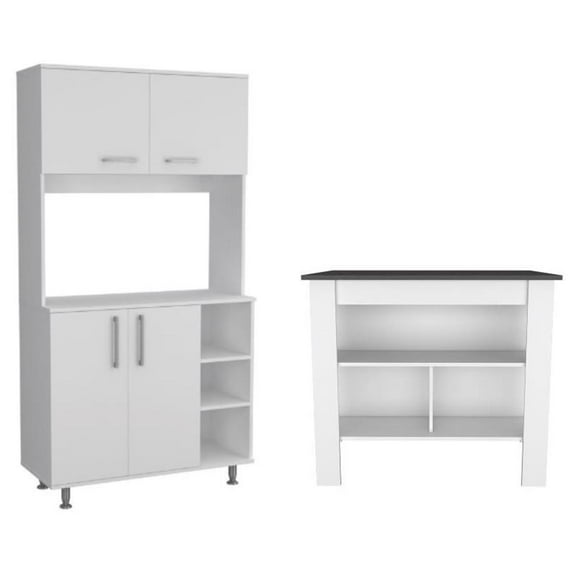 Home Square 2-Piece Set with Wood Kitchen Island and Pantry Kit