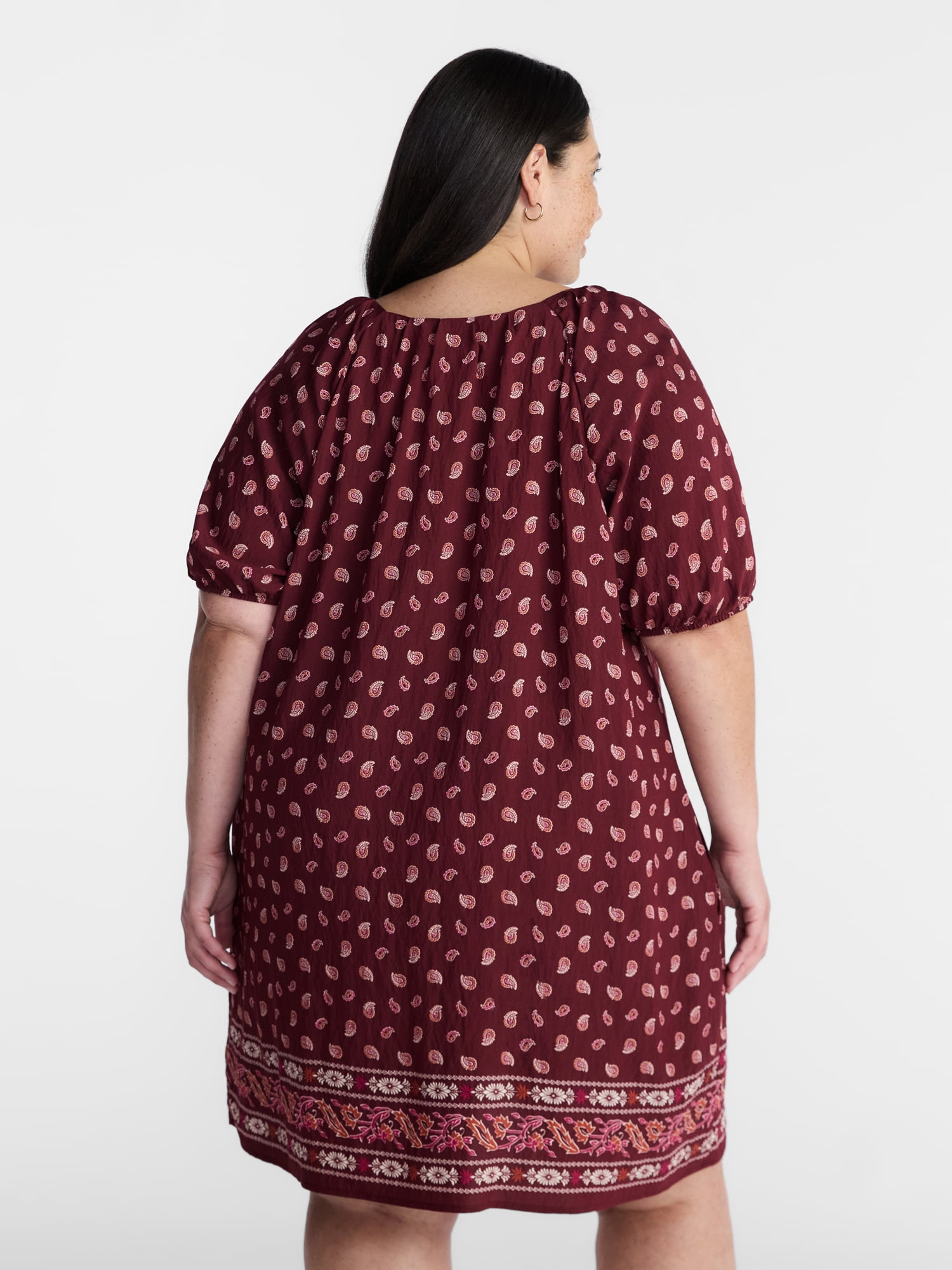 Terra & Sky Women’s Plus V-Neck Mini Dress, Sizes 0X-5X