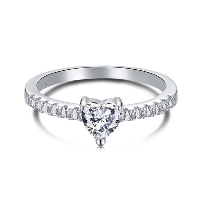 Anillo de plata esterlina S925 para mujer, ligero, de lujo, sencillo, con simulación de quilates de amor, anillo de diamantes, joyería para cumpleaños, día de San Valentín