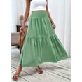 thumbnail image 2 of Sage Green Tiered Flowing Maxi Skirt With Elastic Waist And Pockets, 2 of 6