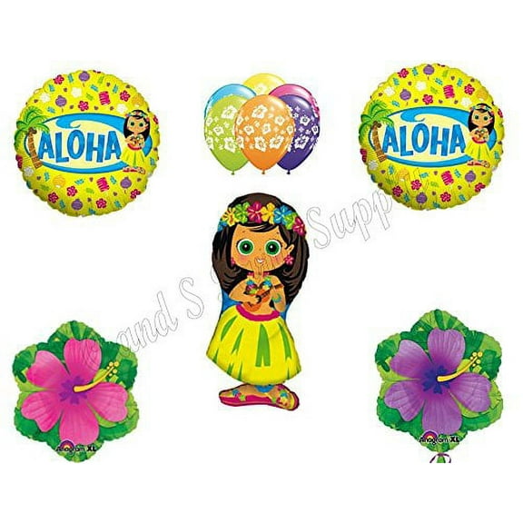 HIBISCUS HULA GIRL Luau Birthday Party Balloons Decoration Supplies Beach Pool