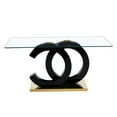 thumbnail image 4 of LUFTUT 63" Glass Dining Table, Modern Rectangular Glass Kitchen Table, Contemporary Dinner Table with Black Sculptural Base & Gold Finish，Dining Room Tables for 4-6，Dinner Table, 4 of 8