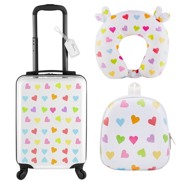Set de equipaje Sanwuta Heart de 4 piezas para niñas de 43 cm con accesorios