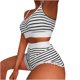 thumbnail image 1 of Conjunto informal de mujer con estampado de bloques de color y dobladillo con volantes, ropa de casa, chaleco con tirantes, traje a juego para mujer, 1 of 4