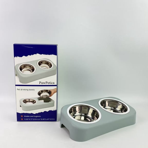 PawPetica Pet drinking bowls,Raised Cat and Dog Feeding Bowls - Easy-to-Clean Stainless Steel Pet Feeding Bowl - Water and Food Feeder Bowls for Feeding Small Medium Large Dogs Cats Puppies