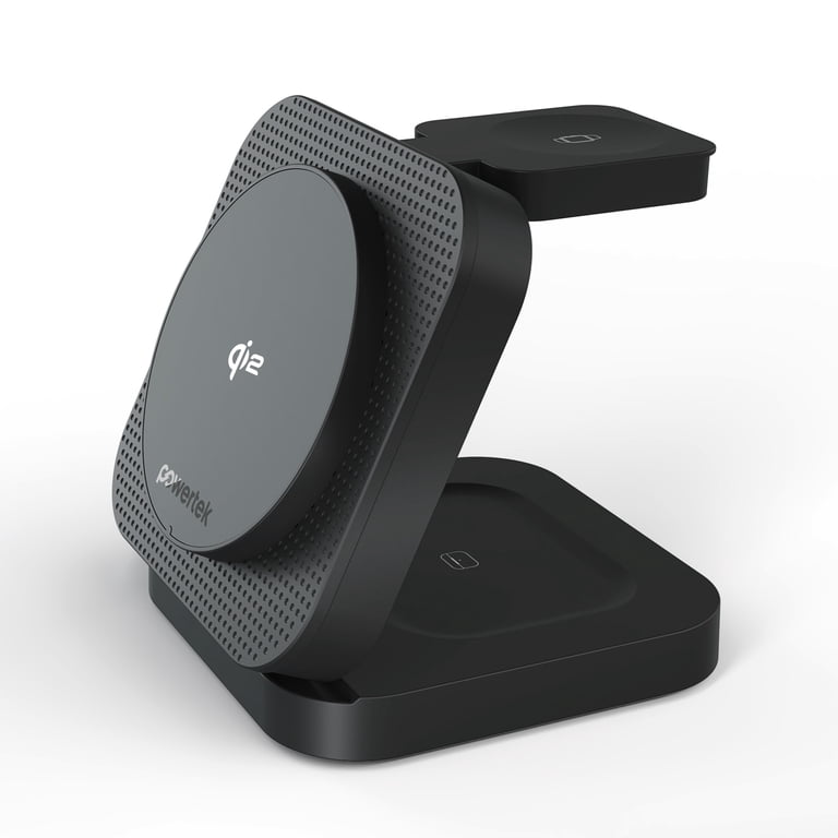 Powertek 3-in-1 Qi2 Wireless Charging Station, Black photo 1