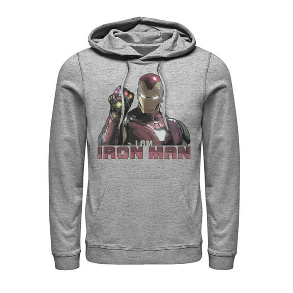 Men's Marvel Avengers: Endgame I Am Iron Man Pull Over Hoodie Athletic Heather 2X Large