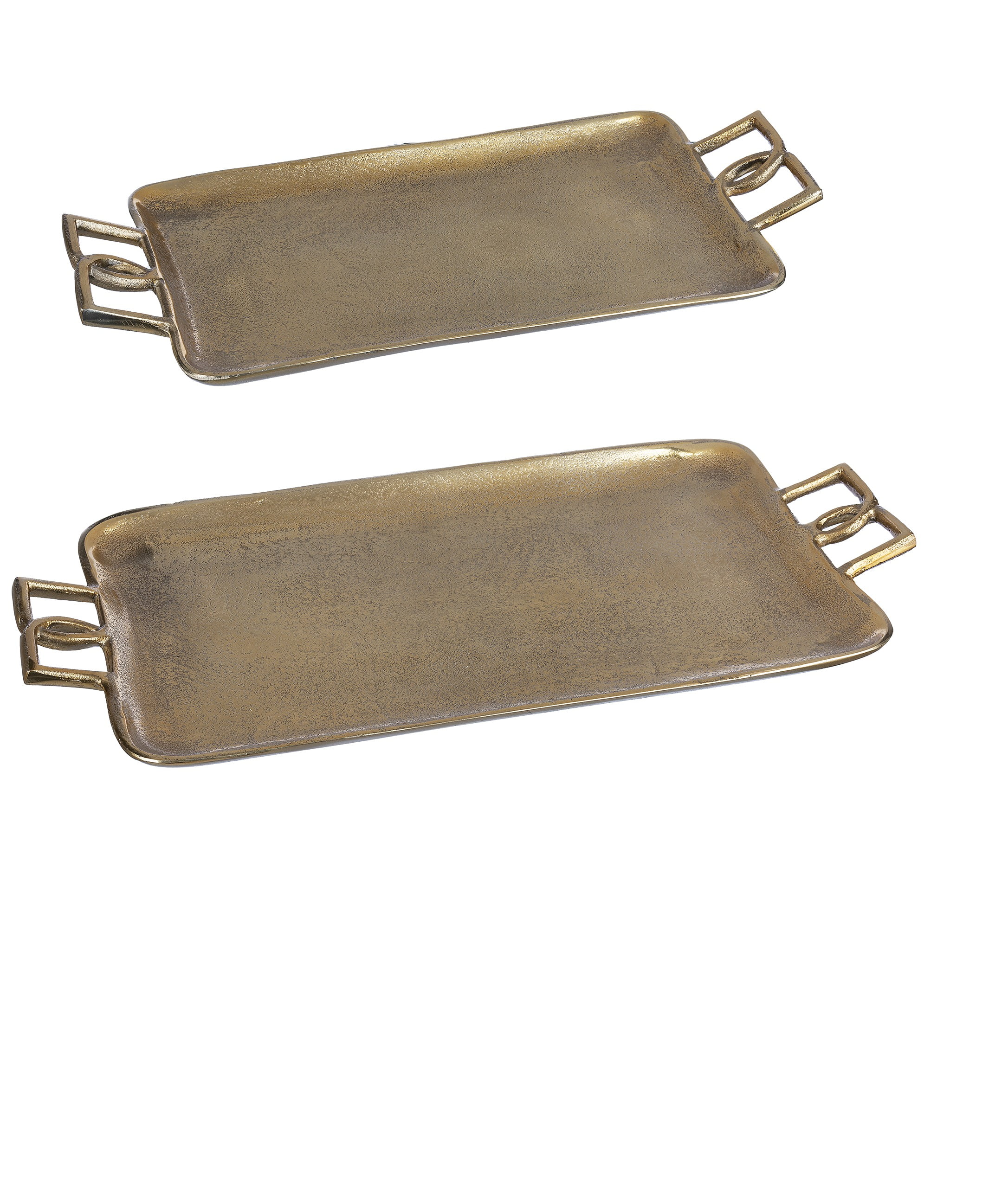 CBK Gold Set Of 2 Rectangle Tray With Modern Handles 167979 - Walmart.com - Walmart.com