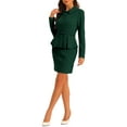 thumbnail image 4 of INSPIRE CHIC Two Pieces Suits for Women's Business Peplum Blazer Jacket Mini Pencil Skirt Sets L Dark Green, 4 of 5