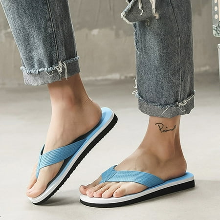 

STEADY Men Summer Flip Flops Shoes Sandals Slipper Indoor & Outdoor Flip-flops Blue / 44
