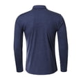 thumbnail image 4 of SWSMCLT Men's Slim Fit Fitted Basic Long Sleeve Polo Shirt V Neck Top Fall House Spring Soft Work Cotton Casual Dark Blue Medium, 4 of 4