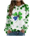 thumbnail image 1 of Plebaso Chandail en Molleton de la Saint-Patrick pour Femmes Imprimé Trèfle Col Rond Manches Longues Chandail P-5TG, 1 of 4