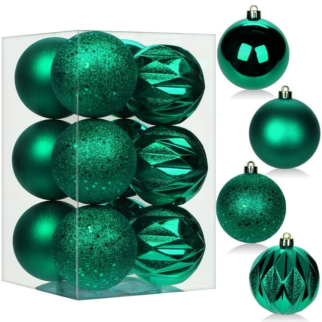 Esferas Navideñas Inastillables Briful 8 cm Verde Juego de 12 piezas
