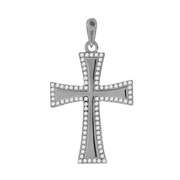 925 Sterling Silver Womens Mens Unisex Round CZ Cross Religious Fashion Charm Pendant 32. Necklace for Men