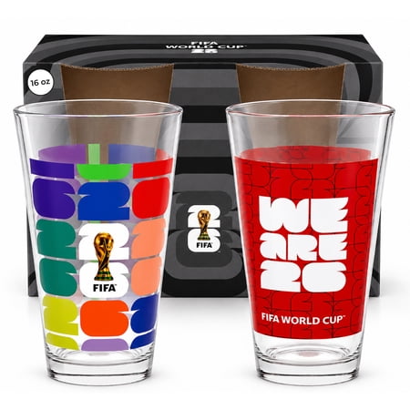FIFA World Cup 2026 Trophy & "We Are 26" Beer Glasses - 16 oz, Set of 2