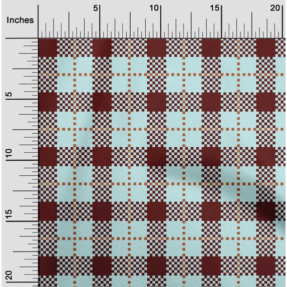 oneOone Cotton Poplin Twill Baby Blue Fabric Gingham Check Diy Clothing Quilting Fabric Print Fabric By Yard 56 Inch Wide