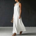thumbnail image 4 of YuXingFu Mother Of The Bride Dresses for Women Maxi Crew Neck Plus Size Womens Dress Sleeveless with Pocket Long Casual Summer White S, 4 of 5