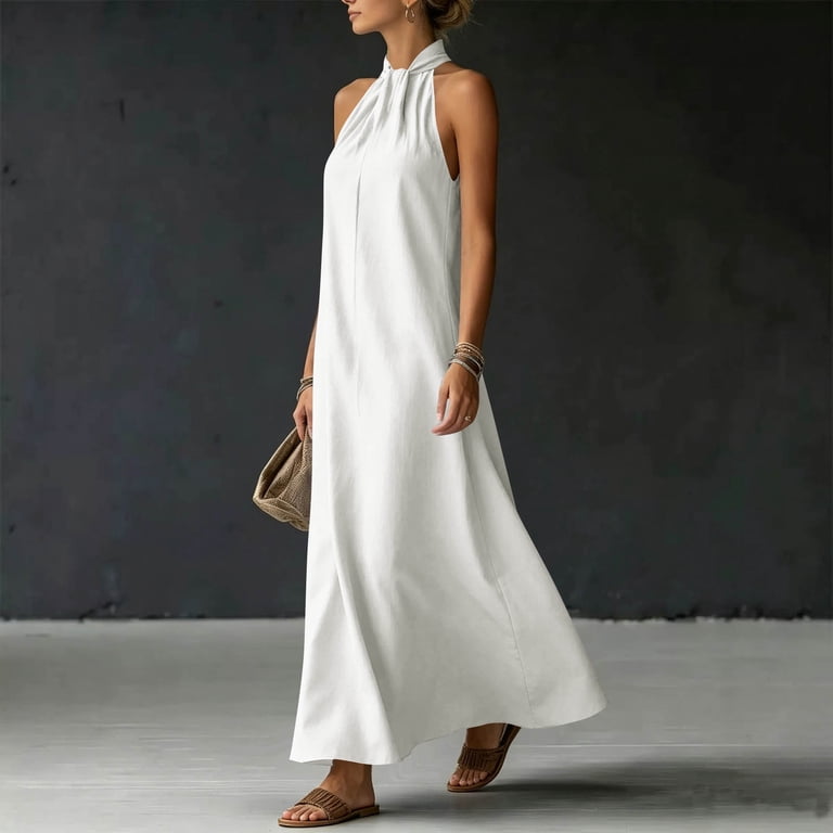 halterneck a-line maxi dress Elyna Slinky Halter Maxi Dress / Navy | MESHKI main image 0