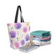 thumbnail image 2 of Open Top Canvas Tote Bag with Zipper Reusable Shopping Bag 13.5x15" Roomy Carryall Watercolor Dandelions Pattern, 2 of 9