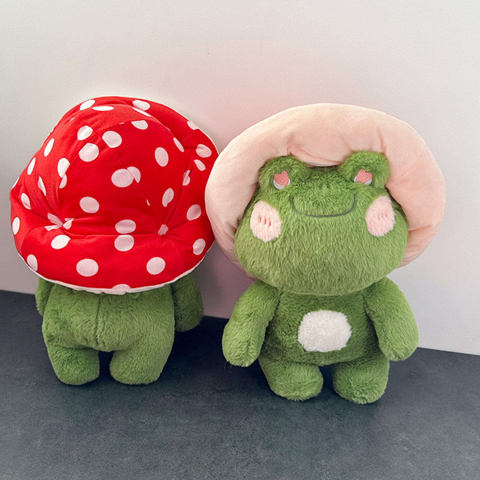 Frog Plush Toys, 17 Cute Frog with Red Mushroom Hat Stuffed Animals,  Kawaii Plushies Gift for Kids Girls Adults Valentines Birthdays Gift（Light  Green