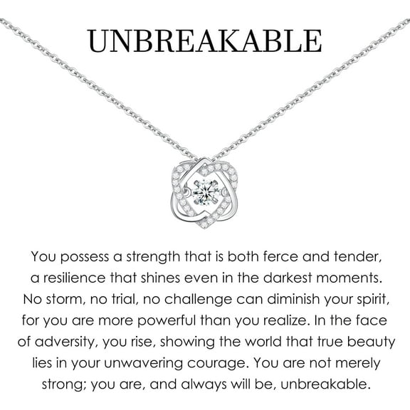 Unbreakable Necklace, Strength Gift, Inspirational Gifts, Resilience Necklace, Empowerment Gift for Her, Birthday, Graduation, Tough Times, Infinity Interlocking 2 Hearts Necklace for Women