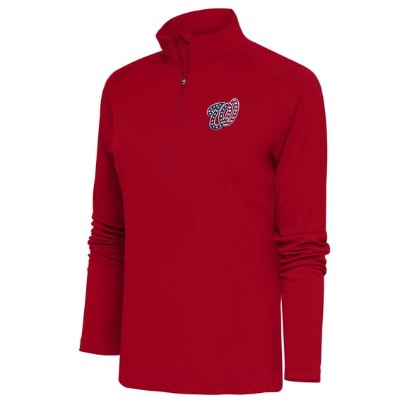 Women's Antigua  Red Washington Nationals Patriotic Tribute Half-Zip Pullover Top