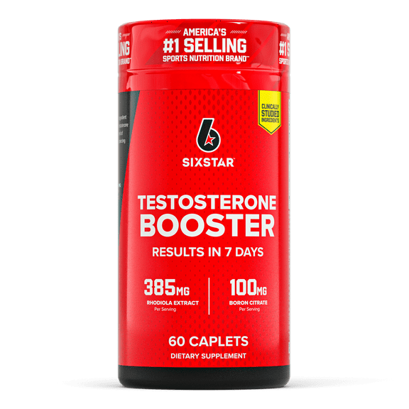 Six Star Testosterone Booster Caplets, 386 mg Rhodiola Extract, 60 Ct, 30 Servings