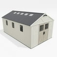 thumbnail image 3 of Patiowell Outdoor Storage Shed 10x16FT, Large Capacity Resin Plastic Tool Room with Skylight, Beige, for Yard/Workshop/Garden, 3 of 10