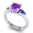 thumbnail image 2 of 2.50 Ct Round Shape Amethyst & Blue Sapphire Gemstone Stunning Engagement Ring for her Solid 14K White Gold Size 6.5 by Diamond-Capitals, 2 of 8