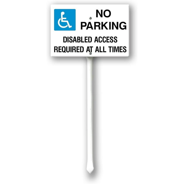 Señal de "No estacionar, se requiere acceso para discapacitados", 30 x 20 cm, con estaca, fácil de montar, para jardín