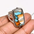 thumbnail image 2 of Orange Spiny Oyster Turquoise Stone 925 Sterling Silver Statement Ring Gift for Her and Him, 2 of 5