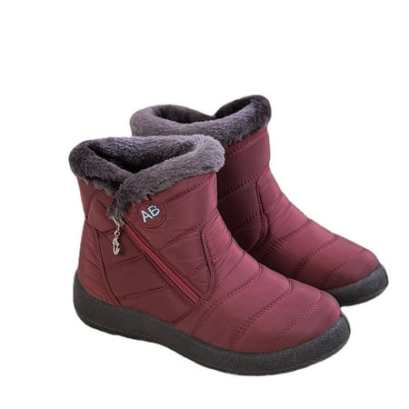 

Women Winter Snow Boots Warm Fur Lined Ankle Short Boots with Zipper Outdoor Comfortable Non-Slip Waterproof Booties