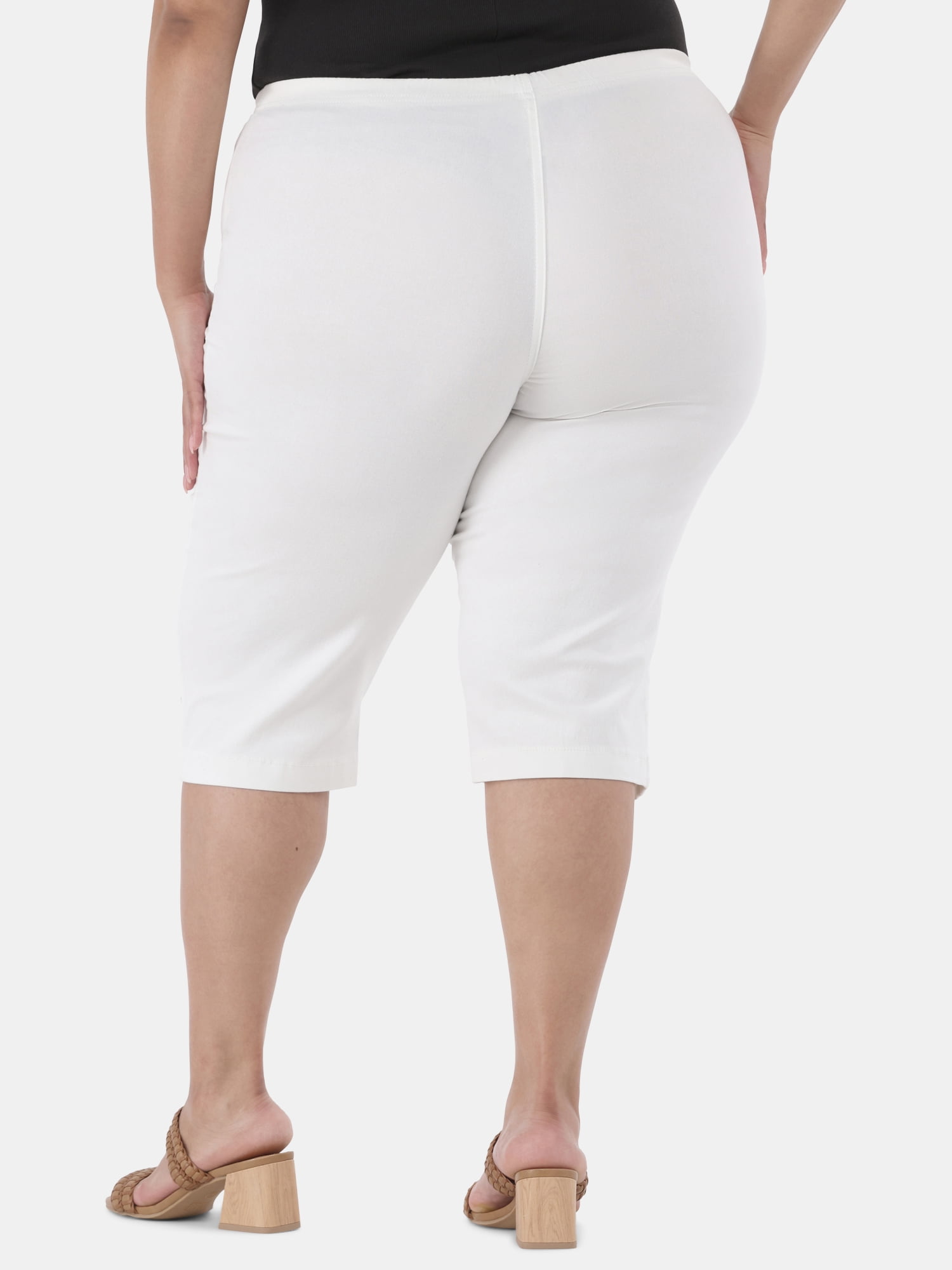 JMS Just My Size by Hanes Women's Plus Size Pull on Bling Tab Capri Pants, Sizes 0X-4X