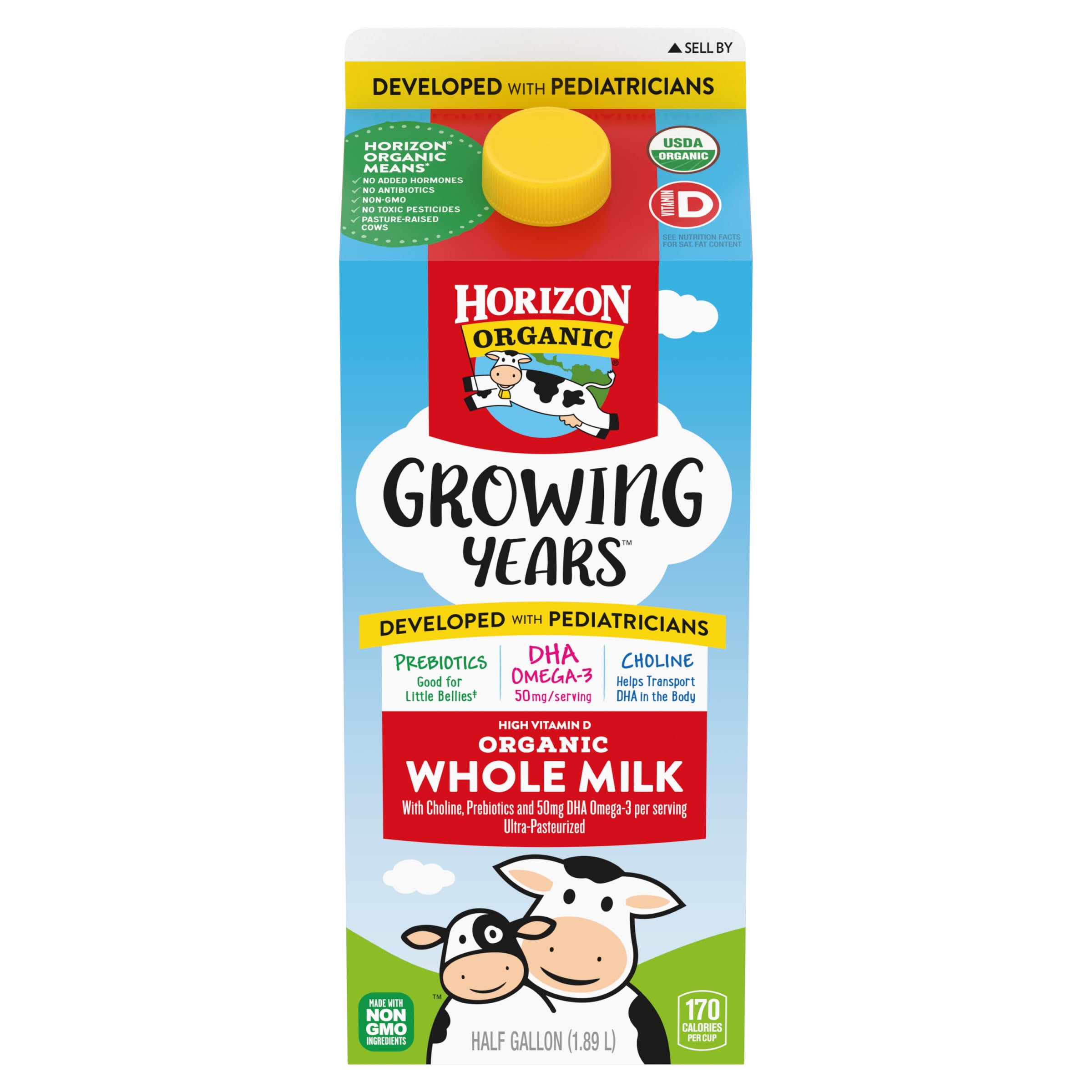 Horizon Organic Growing Years Whole DHA Omega-3 Milk, Half Gallon