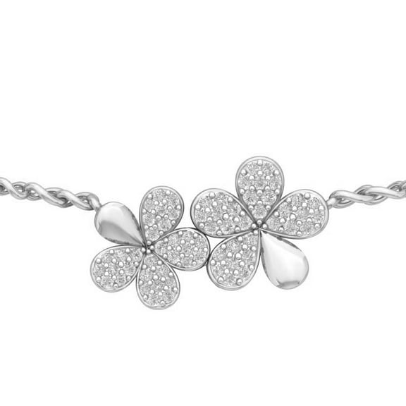Araiya Sterling Silver Round Diamond Flower Bar Pendant Necklace (1/4 cttw, I-J Color, I2-I3 Clarity), 18"