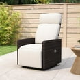 thumbnail image 2 of kinbor Outdoor Recliner Chair - High Back Patio 360° Swivel Chair with Flip Side Table, Removable Cushion & Footrest (White), 2 of 9