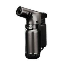 HDWUEN Cool Lighters for Men,Jet Flame Torch Refillable Lighters Butane Torch Lighter for Outdoor BBQ Kitchen Windproof,Black