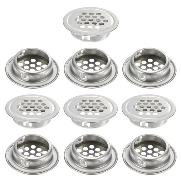 Uxcell Paquete de 10 Respiraderos de Soffit Circulares, 25mm/0.98 Pulgadas de Acero Inoxidable, Rejilla de Agujeros para Baño, Hogar/ Oficina/Cocina/Armario/Ropero [Plateado]