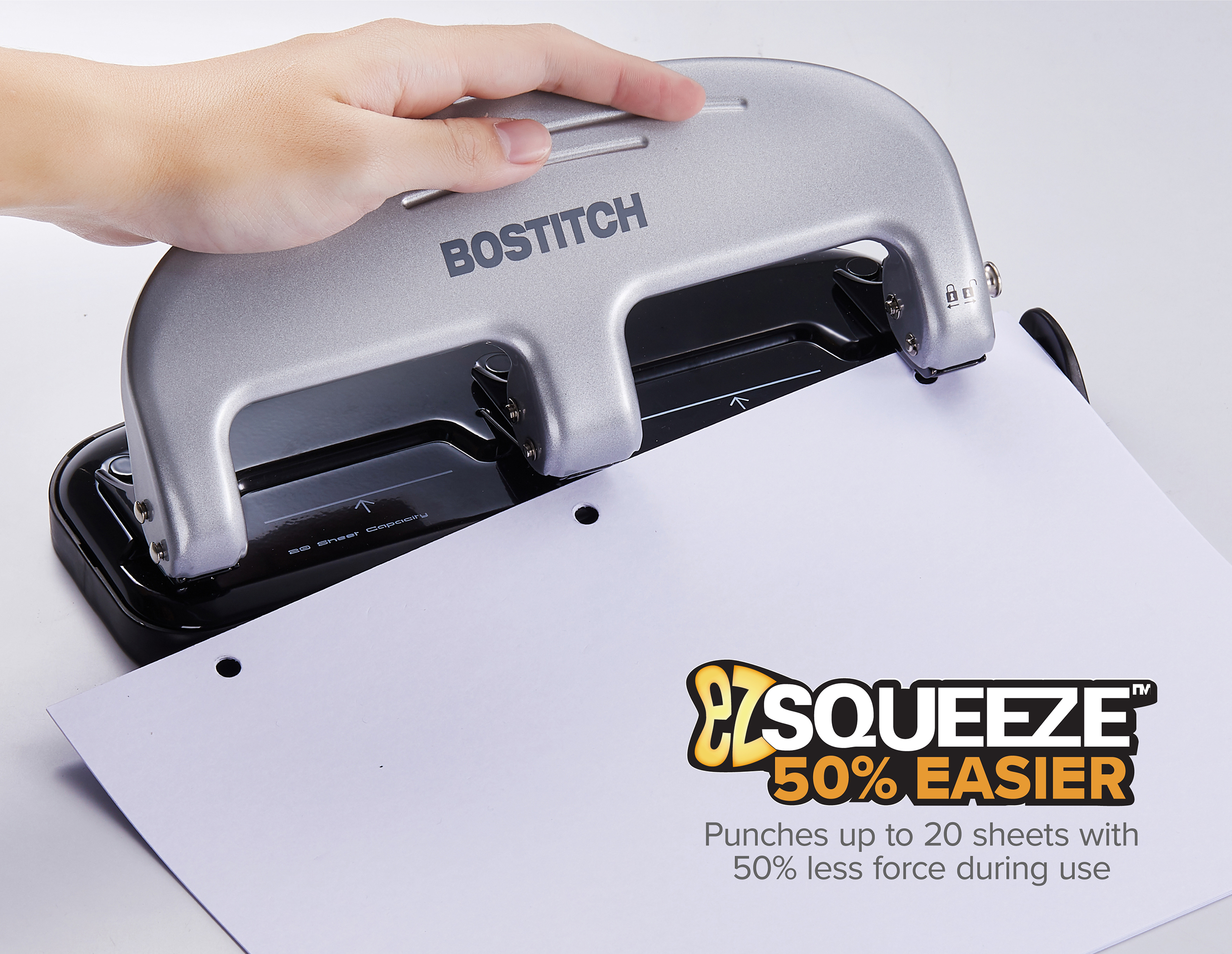 PaperPro EZ Squeeze 3 Hole Punch, 20-Sheet Capacity photo 5