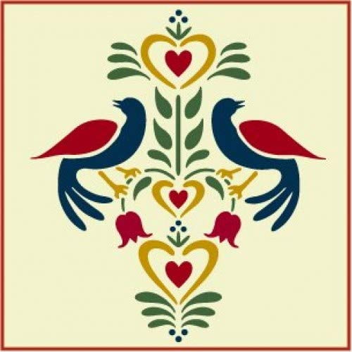 Folk Art Birds 2 Stencil - Colonial DIY Mylar Country Farm - The Artful Stencil
