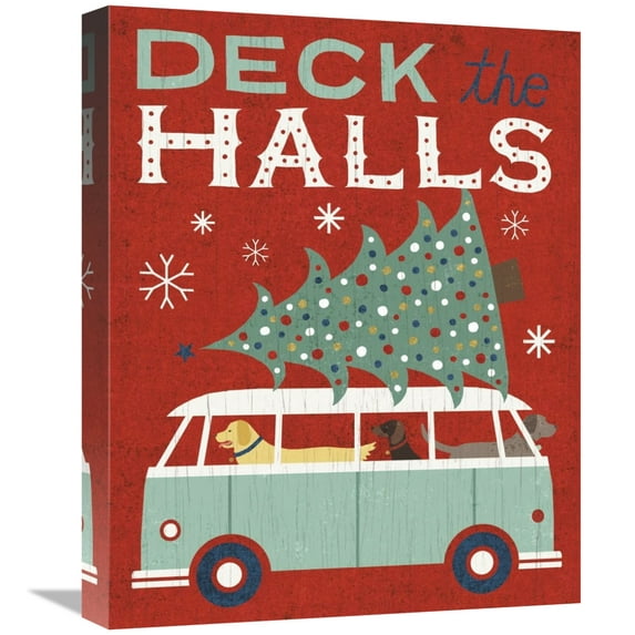 Global Gallery's 'Holiday on Wheels Red IV' By Michael Mullan Stretched Canvas Wall Art