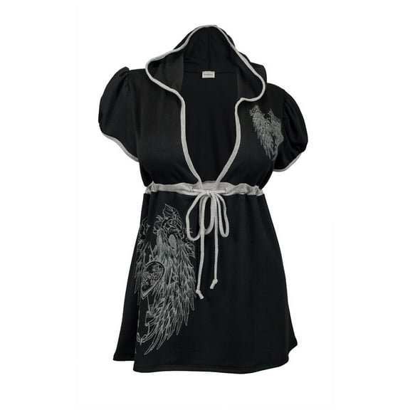 eVogues Plus Size Angel Wing Hoodie Top Black